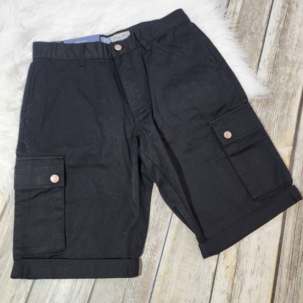 Philip Roth handmade black denim‎ cargo shorts NWT men's size 30